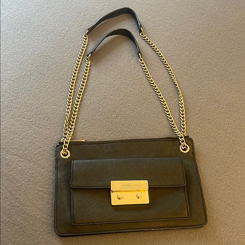 Michael Kors Black Crossbody Bag with Gold Chain